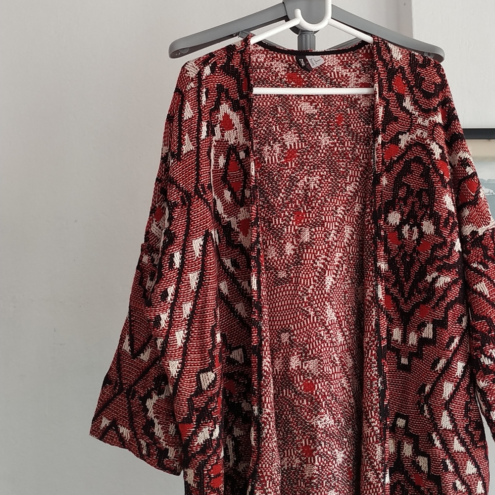 Divided H&M ladies long Open front textured Fringe Cardigan - Picture 10 of 15